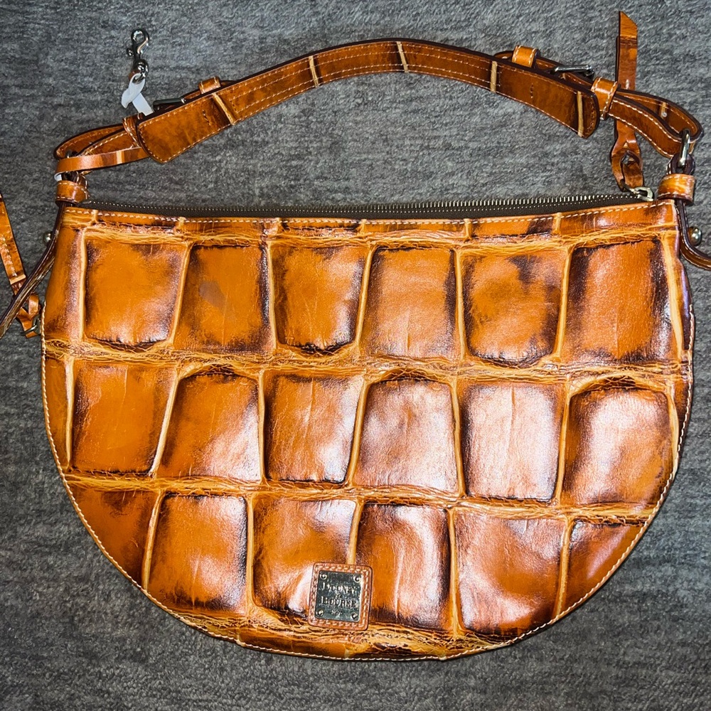 Dooney and Bourke Rust Croc Leather Vintage Shoulder Bag - Pristine
